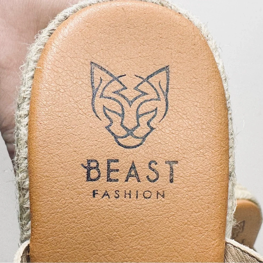 Beast Fashion Jensen Espadrille Platform Slip On Wedge Heel Jute Sandals